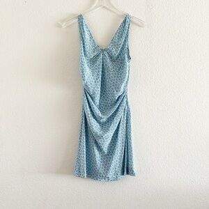 DVF Diane Von Furstenberg Light Blue Ruched Sleeveless Dress
